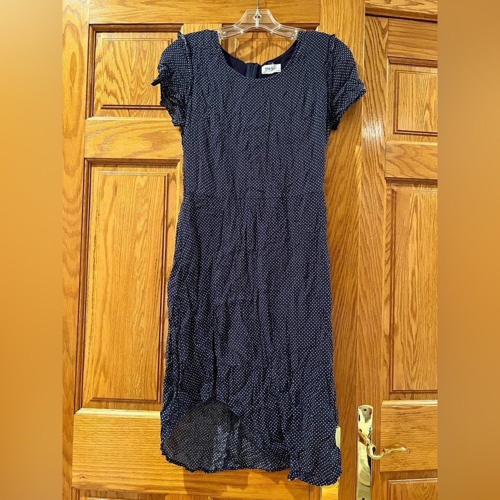 Love Sadie - Elegant Navy Blue Polka Dot Dress